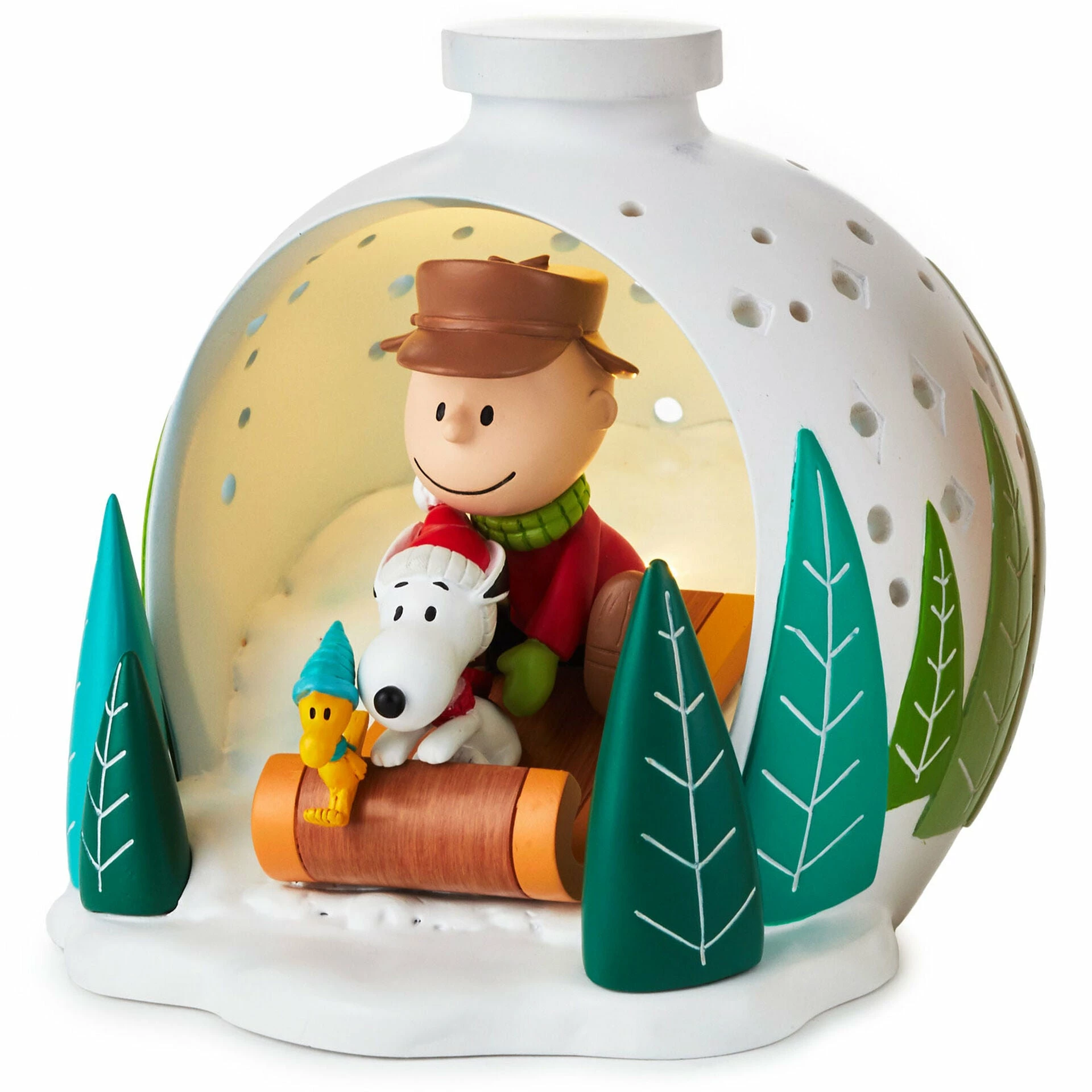 Hallmark Peanuts® Charlie Brown, Snoopy And Woodstock On Sled Light-Up Figurine, 4.6" 1 Hallmark Peanuts® Charlie Brown, Snoopy And Woodstock On Sled Light-Up Figurine, 4.6"