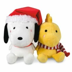 Hallmark Better Together Peanuts® Holiday Snoopy And Woodstock Magnetic Plush, Set Of 2