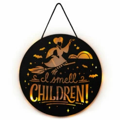 Hallmark Disney Hocus Pocus I Smell Children Porch Decor With Light 7 Hallmark Disney Hocus Pocus I Smell Children Porch Decor With Light -Outlet Hallmark Store Hocus Pocus LightUp Metal Door Sign 1HGN1526 04