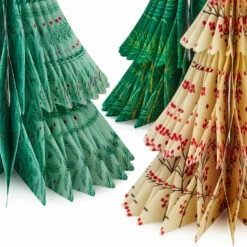 Hallmark Honeycomb Trees 3D Pop-Up Christmas Decorations, Set Of 3 -Outlet Hallmark Store Honeycomb Trees 3D PopUp Christmas Decorations Set 1999XPJ8046 03